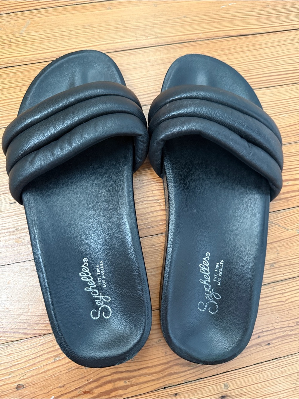 Seychelles Black Double-Padded Slide Sandals - Size 6